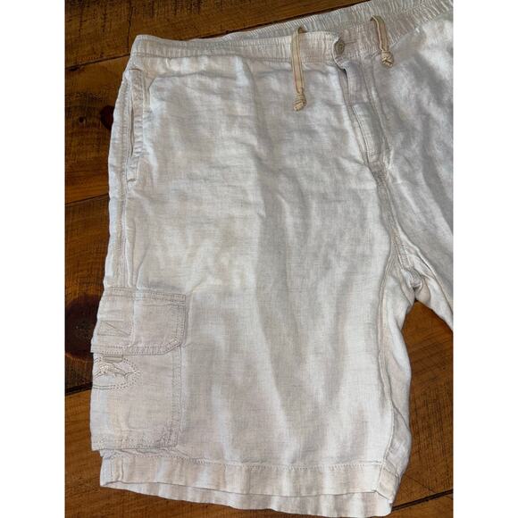 Mens Tommy Bahama Relax 100%‎ Linen Light Cream Beige Cargo Shorts Size Large - Picture 3 of 11